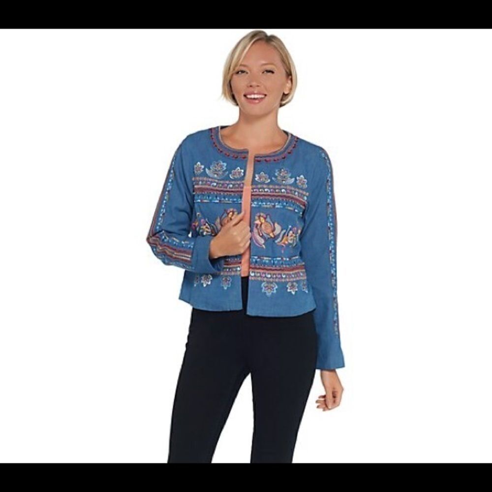 Laurie Felt Open Front‎ Jacket With Embroidery and Beading Details